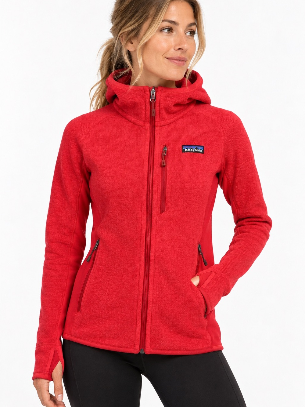 Patagonia Performance Better Sweater Hoody Red Fleece Jacket Women’s S FA16